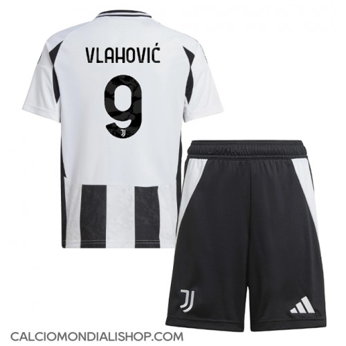 Maglie da calcio Juventus Dusan Vlahovic #9 Prima Maglia Bambino 2024-25 Manica Corta (+ Pantaloni corti)